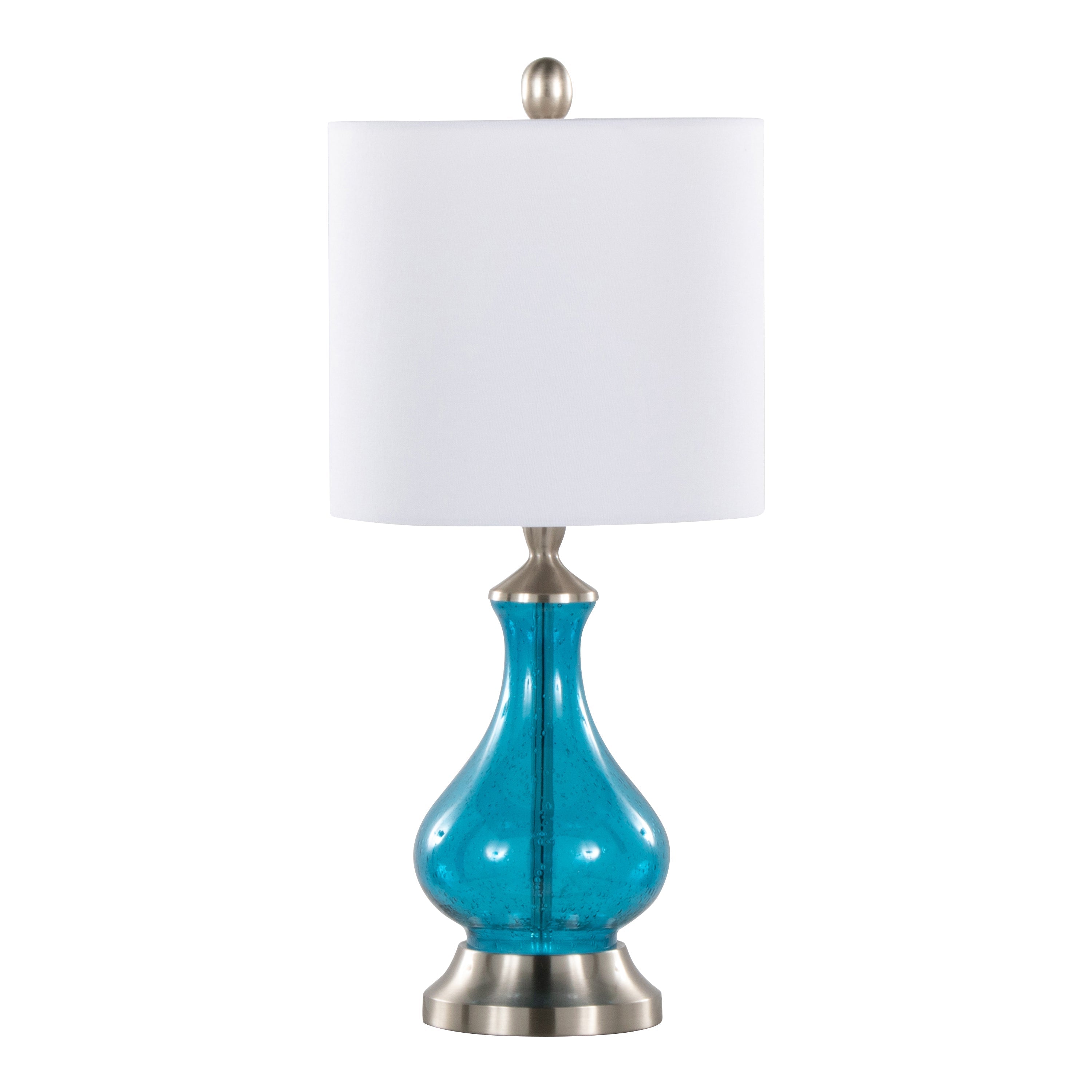 Coastal Blue Seeded Glass Drum Shade Table Lamp