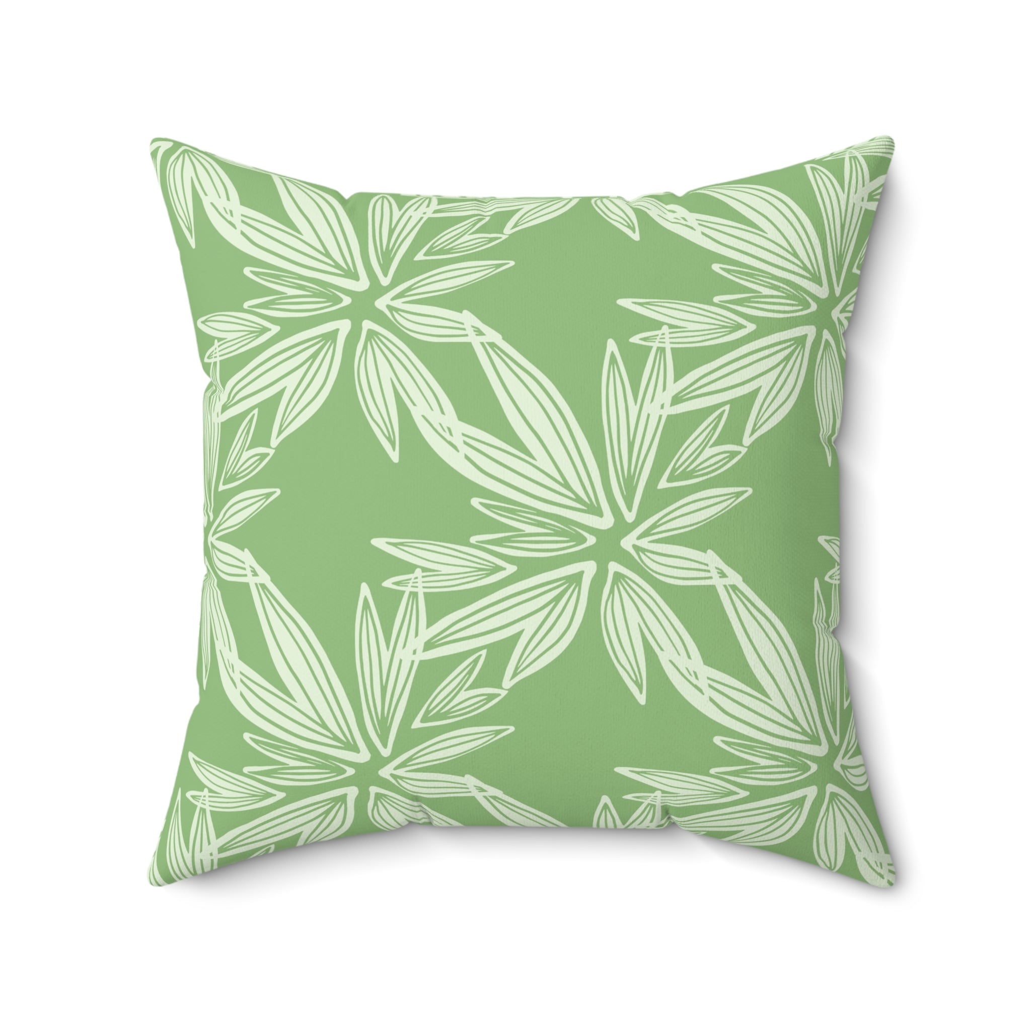 Green Floral Throw Pillow