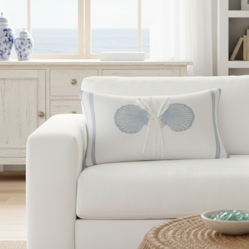 Coastal Seashell Decorative Lumbar Pillow