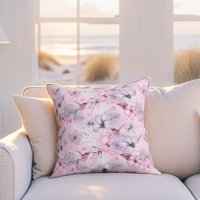 Pink Floral Throw Pillow