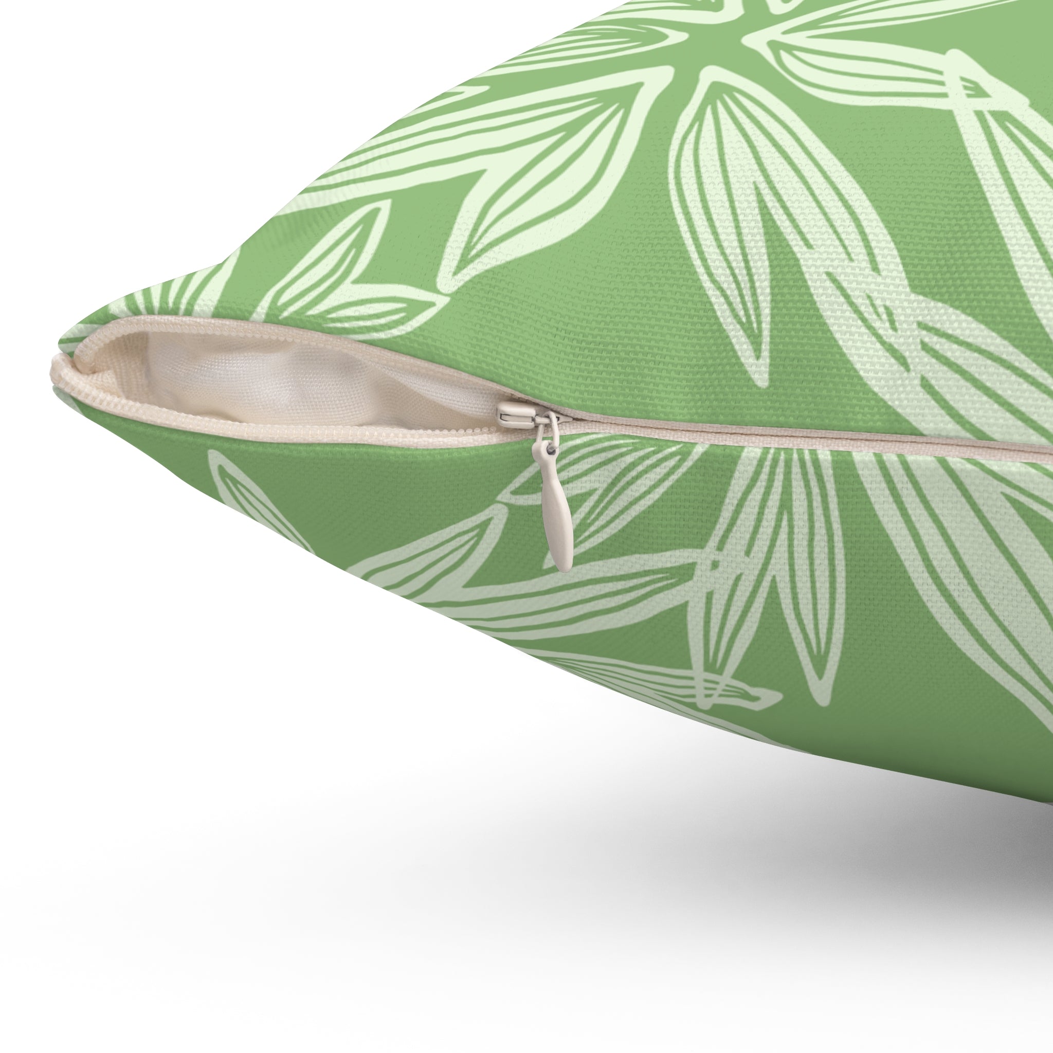 Green Floral Throw Pillow