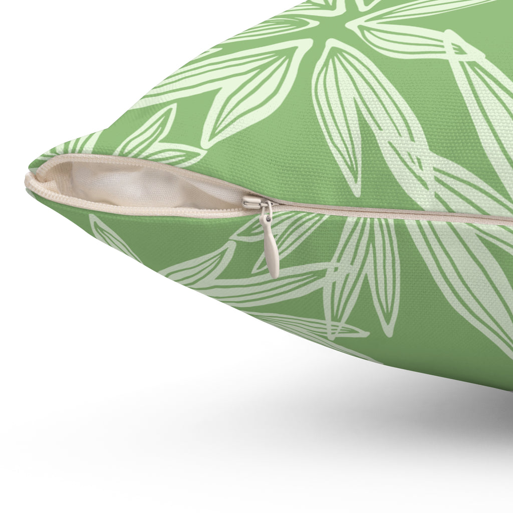 Green Floral Throw Pillow