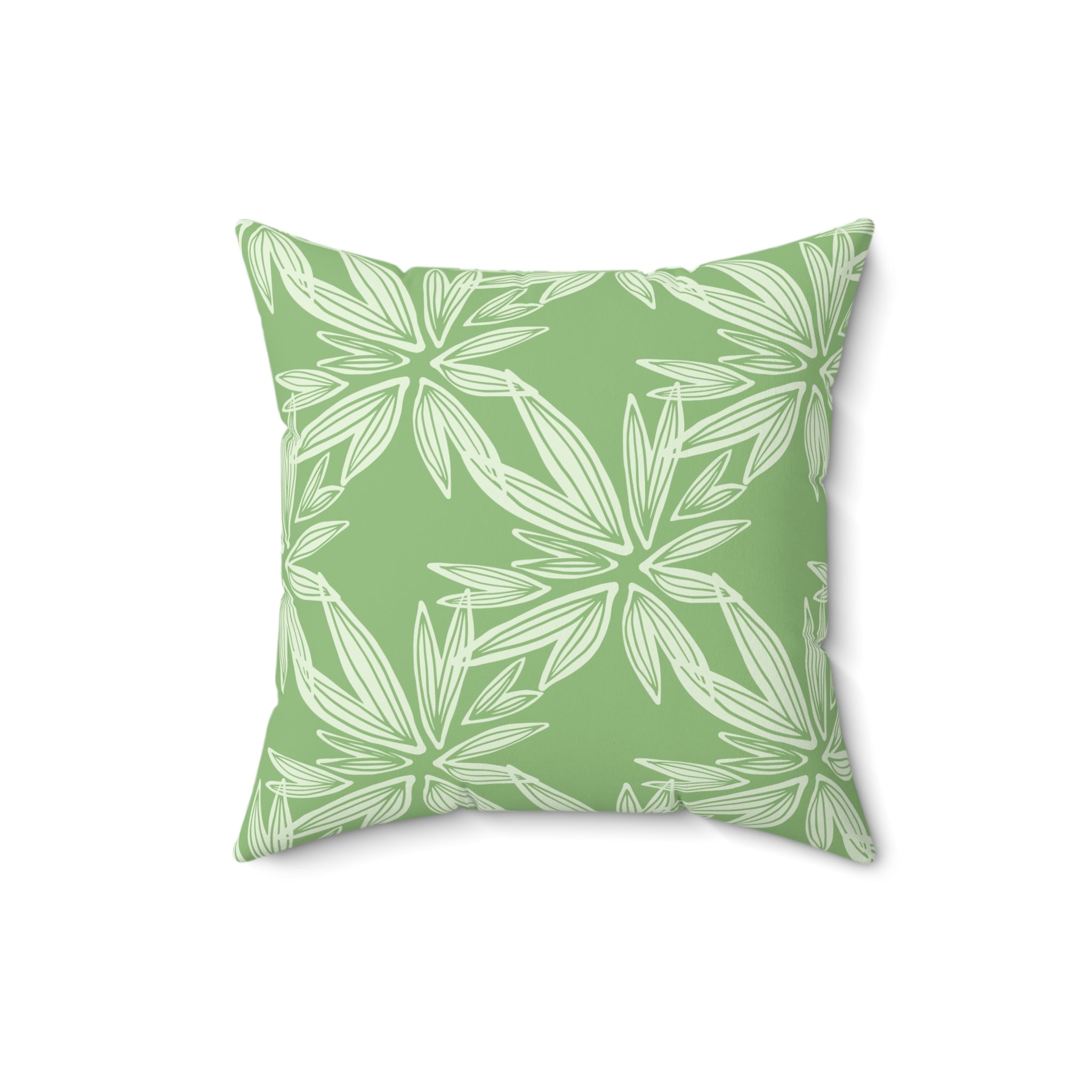 Green Floral Throw Pillow