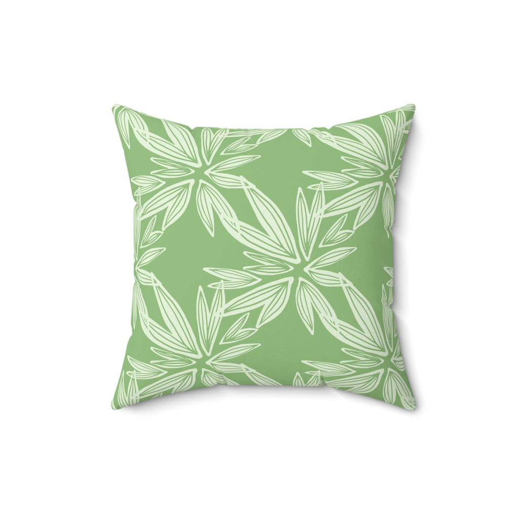 Green Floral Throw Pillow