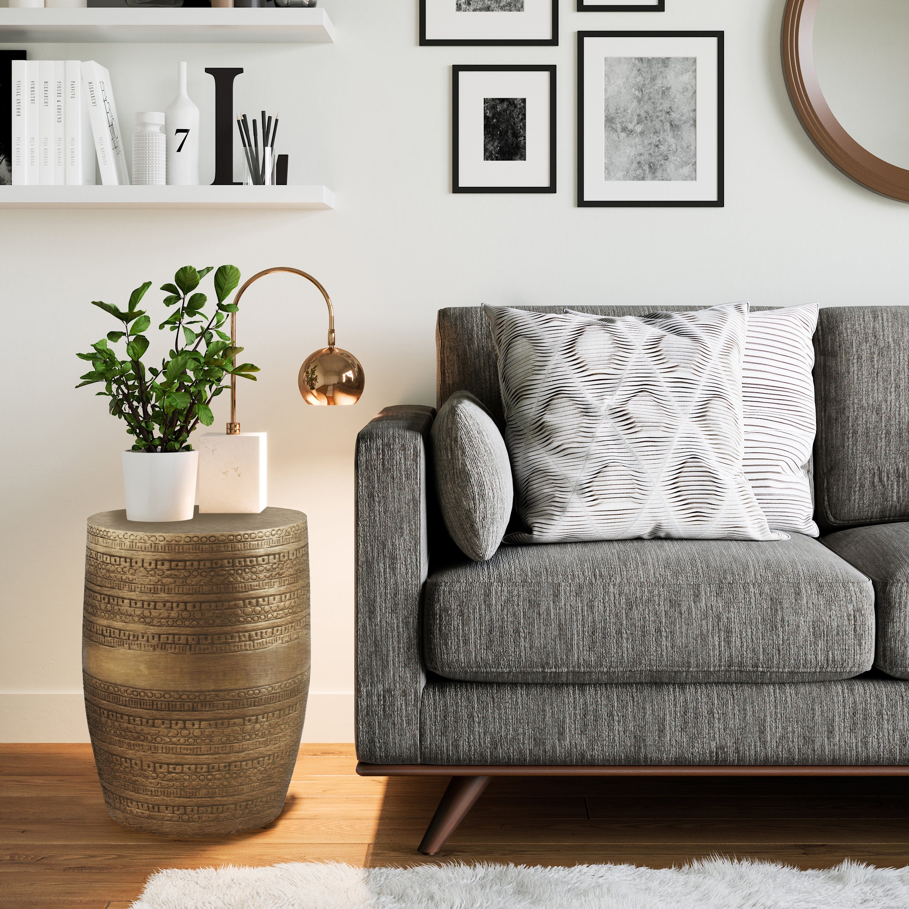 15" Antique Gold Accent Table