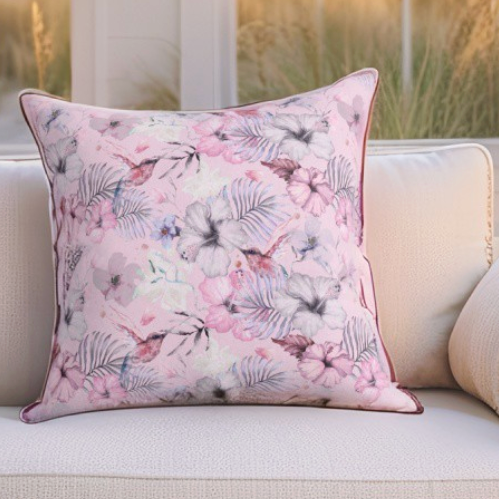 Pink Floral Throw Pillow