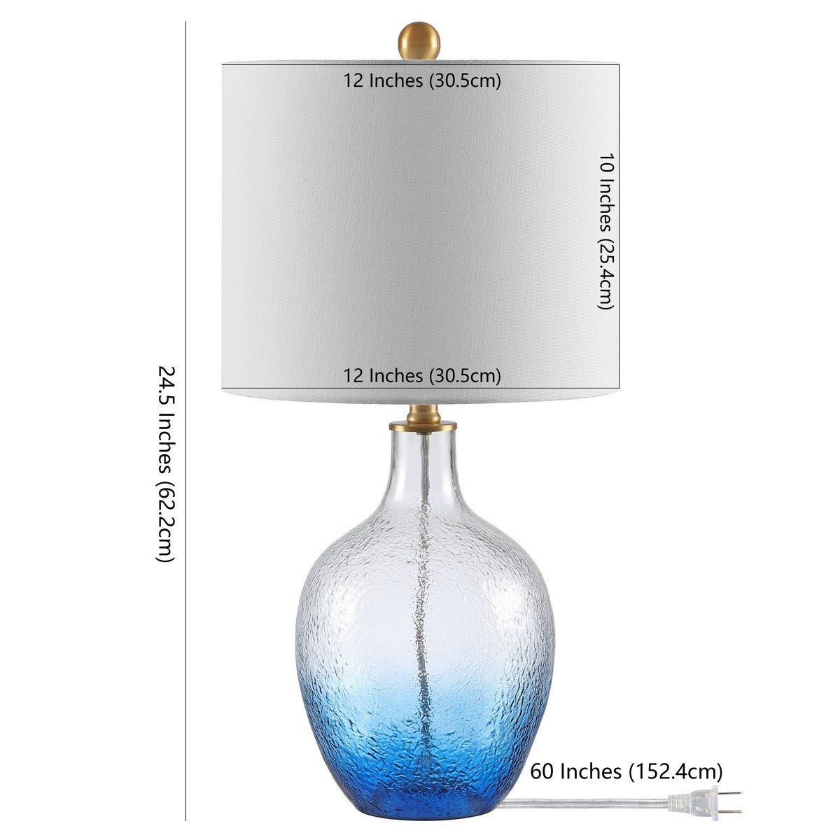 Coastal Blue & Clear Ombre Glass Table Lamp