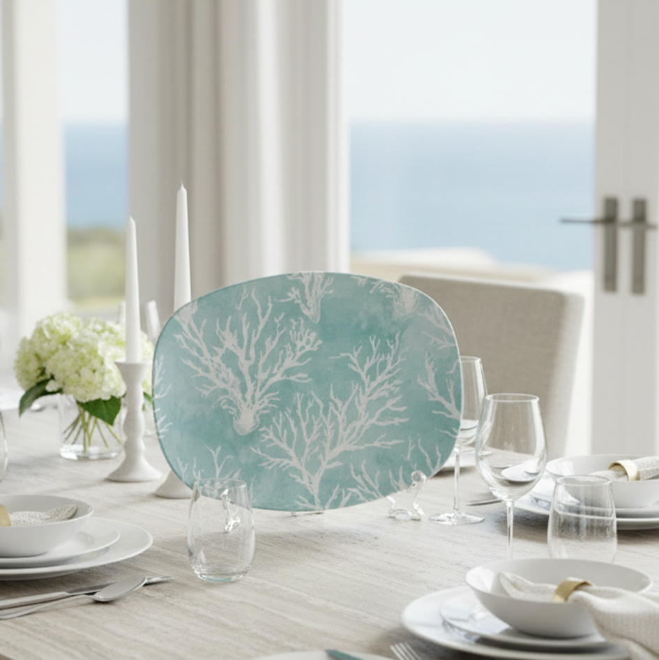 Light Aqua Coral Serving Platter