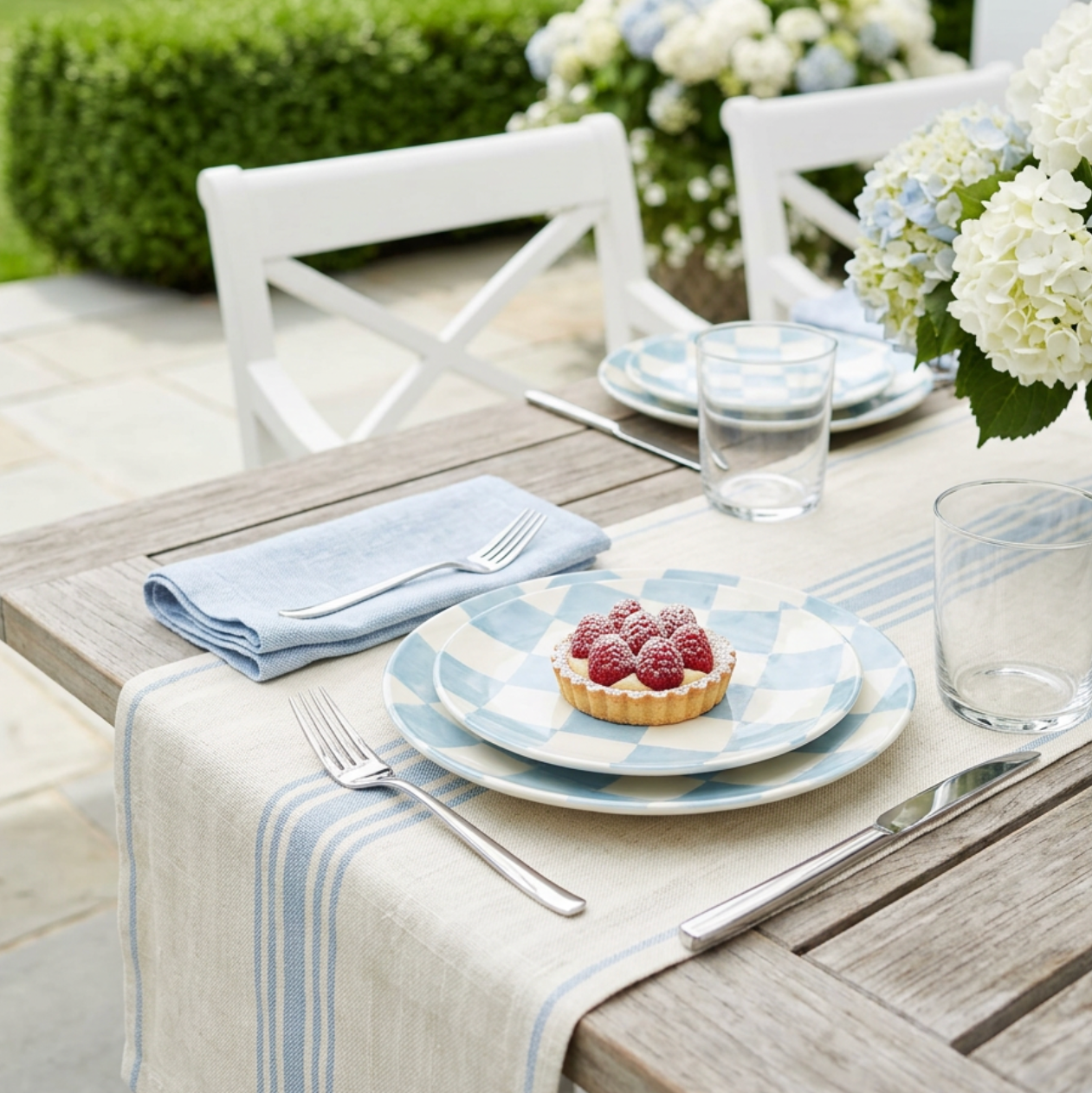 Light Blue Checkered Appetizer plates