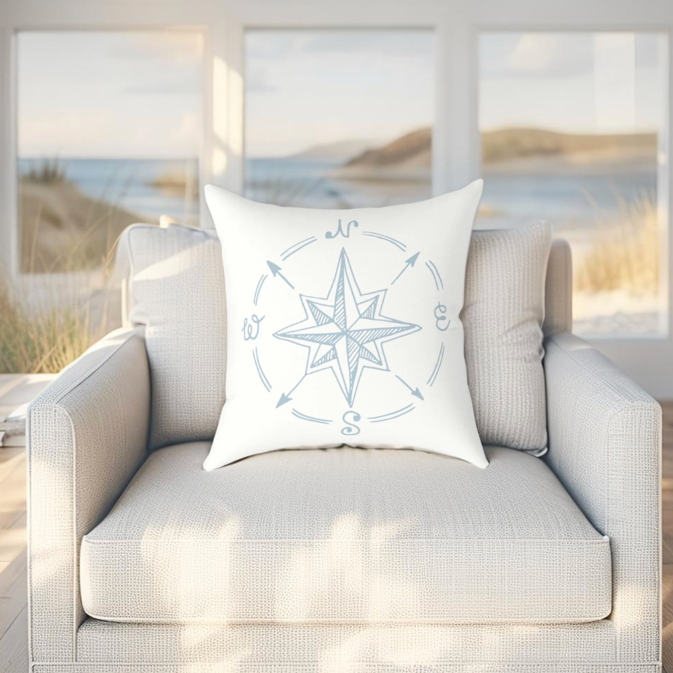 Nautical Compass Throw Pillow
