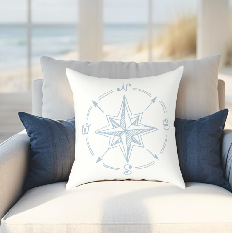 Nautical Compass Throw Pillow