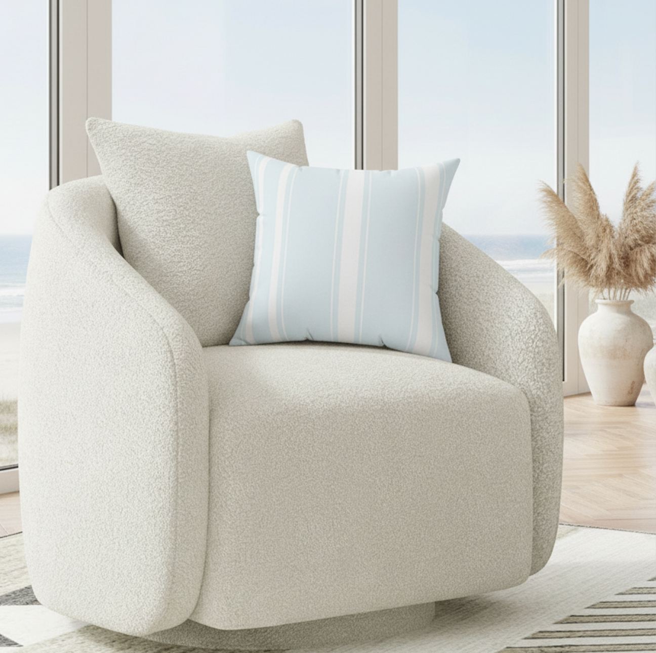 Light Blue Nautical Stripes Pillow