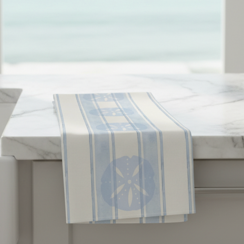 Light Blue Sand Dollar Kitchen Towel
