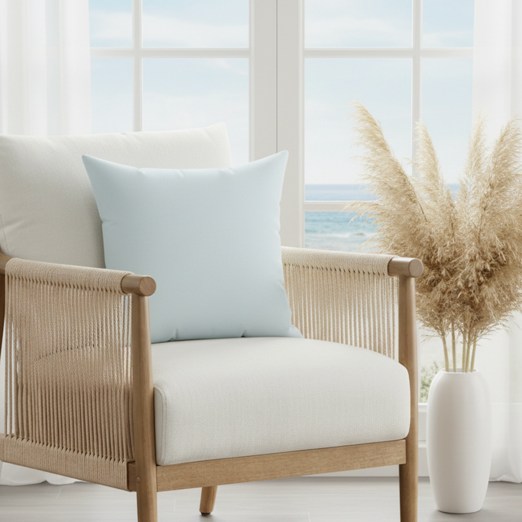 Light Blue Square Throw Pillow