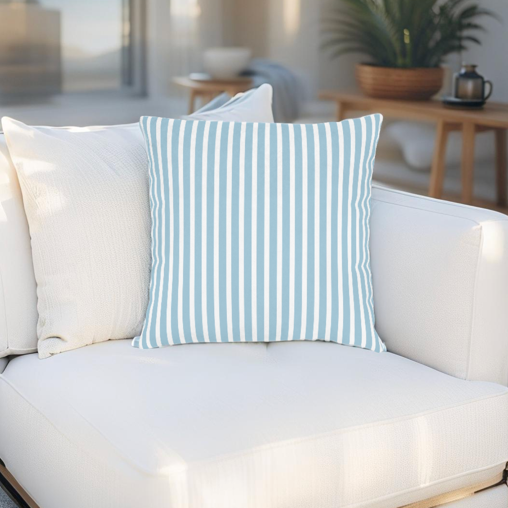 Coastal Blue Striped Pillow