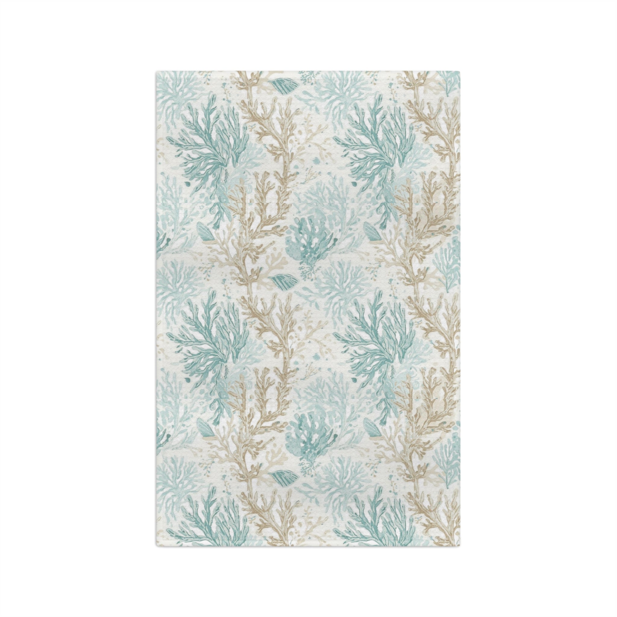 Aqua Coastal Coral Kitchen Towel