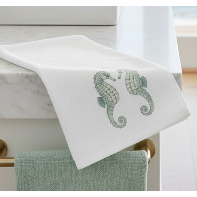 Mint Seahorse Face Towel