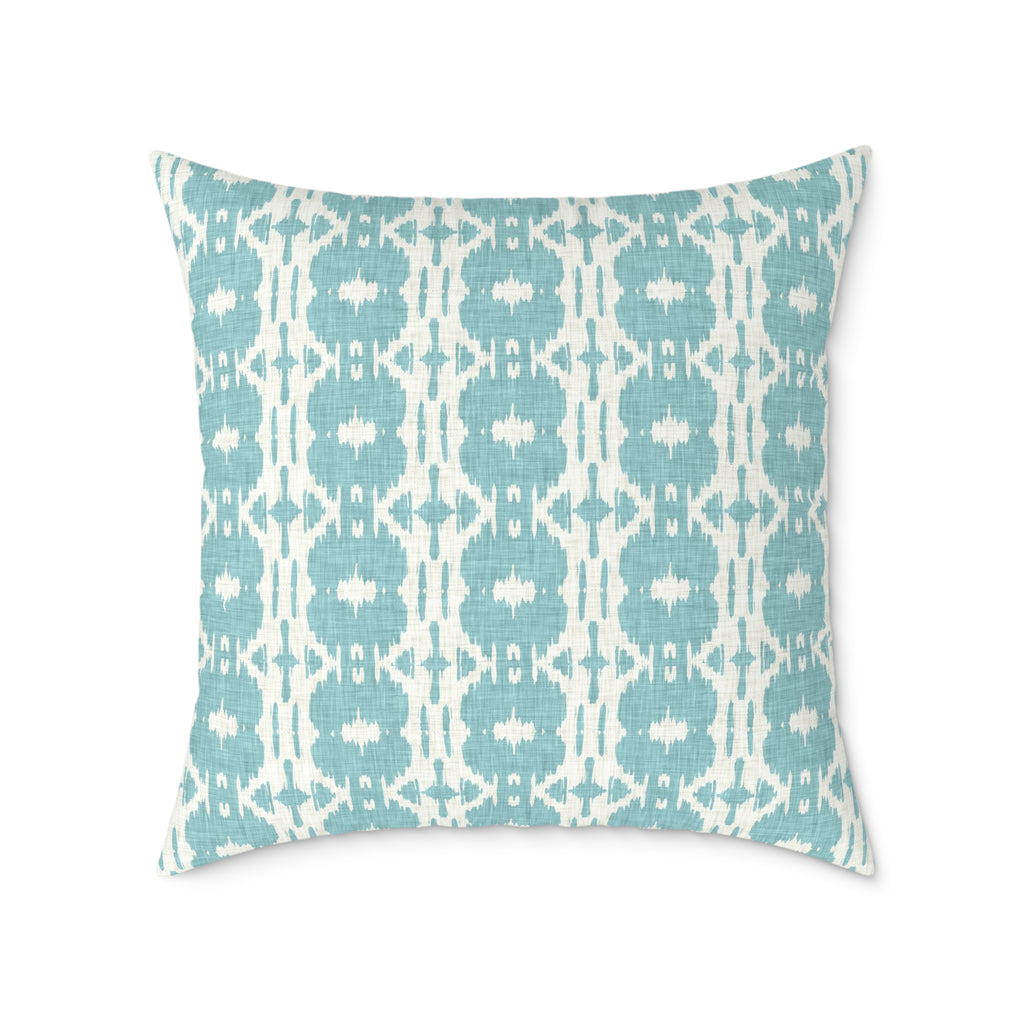 Teal Ikat Pattern Throw Pillow