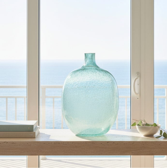 Swirled Aqua Glass Vase