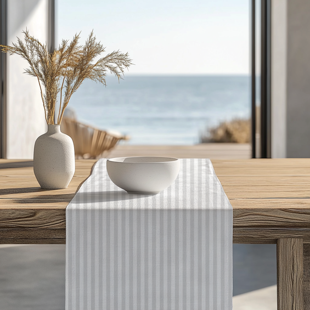 Coastal Gray Striped Table Runner