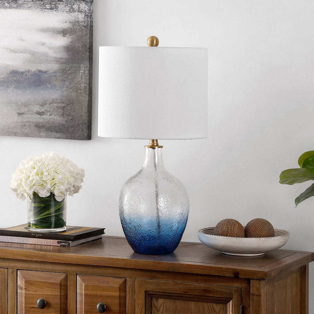 Coastal Blue & Clear Ombre Glass Table Lamp