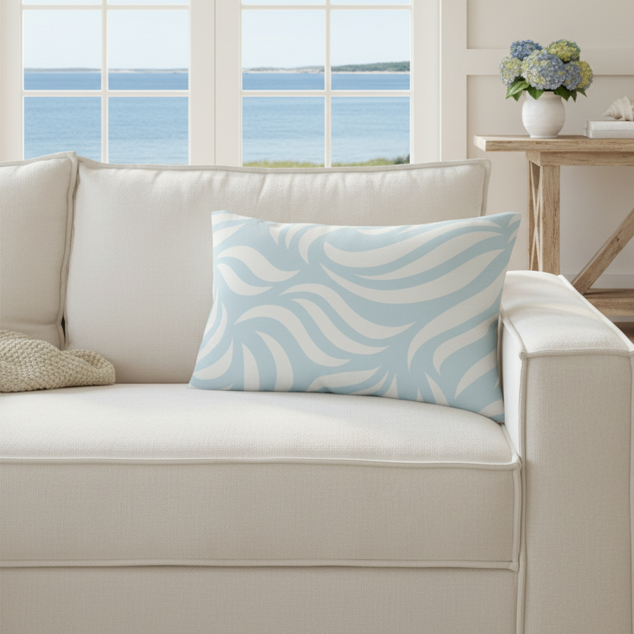 Abstract Coastal Lumbar Pillow