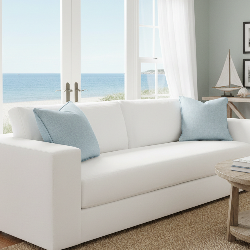 Light Blue Square Throw Pillow