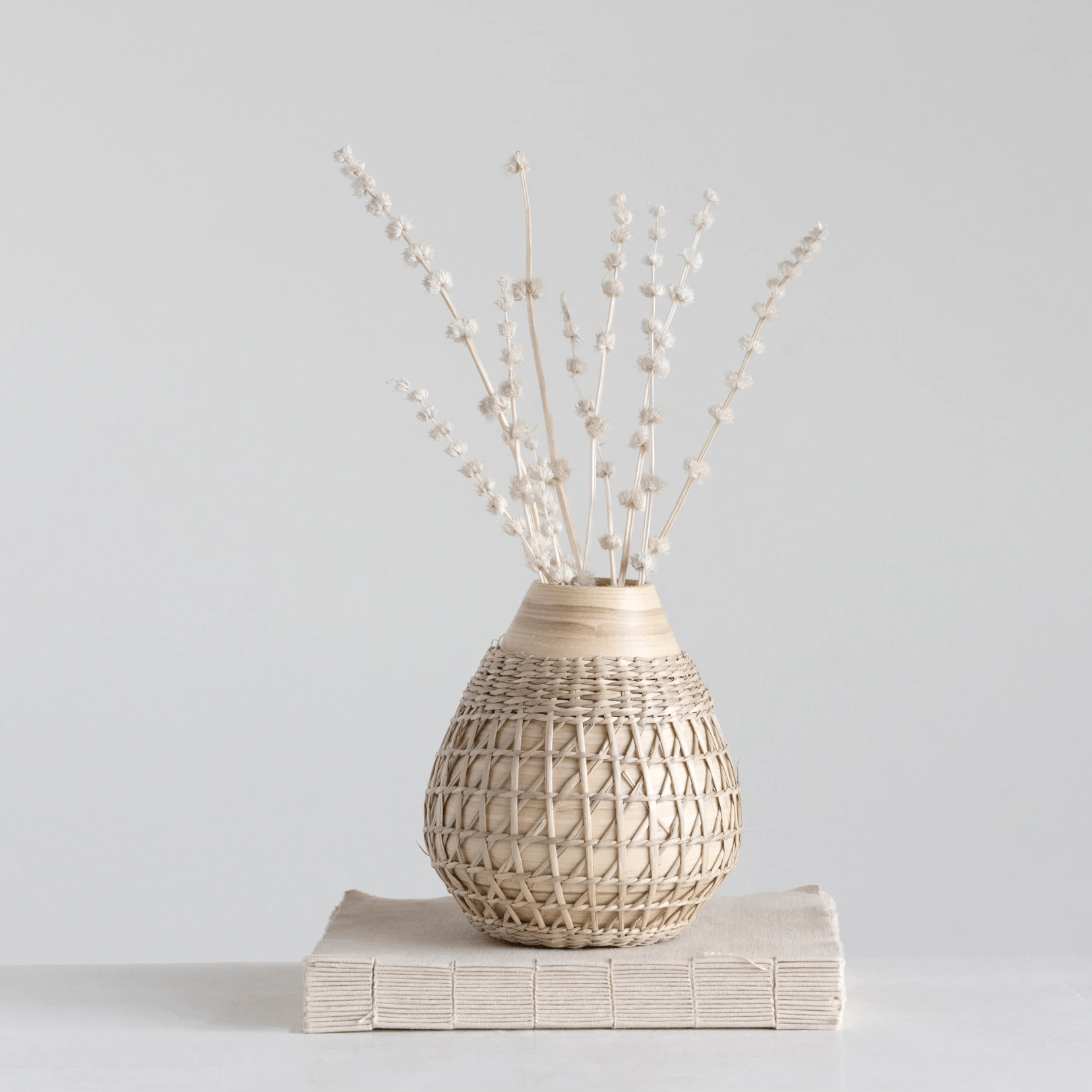 Bamboo Vase with Seagrass Weave