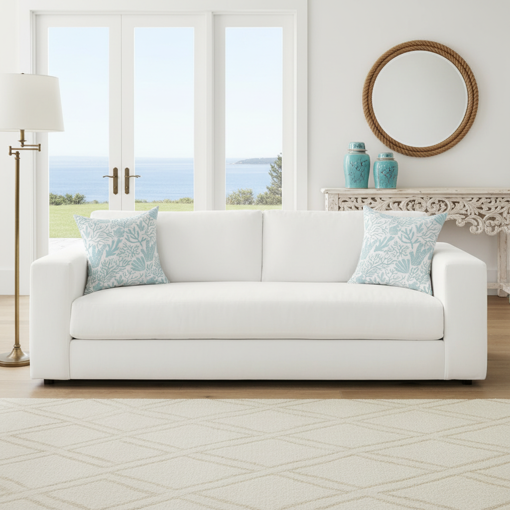 Aqua Coastal Reef Throw Pillow