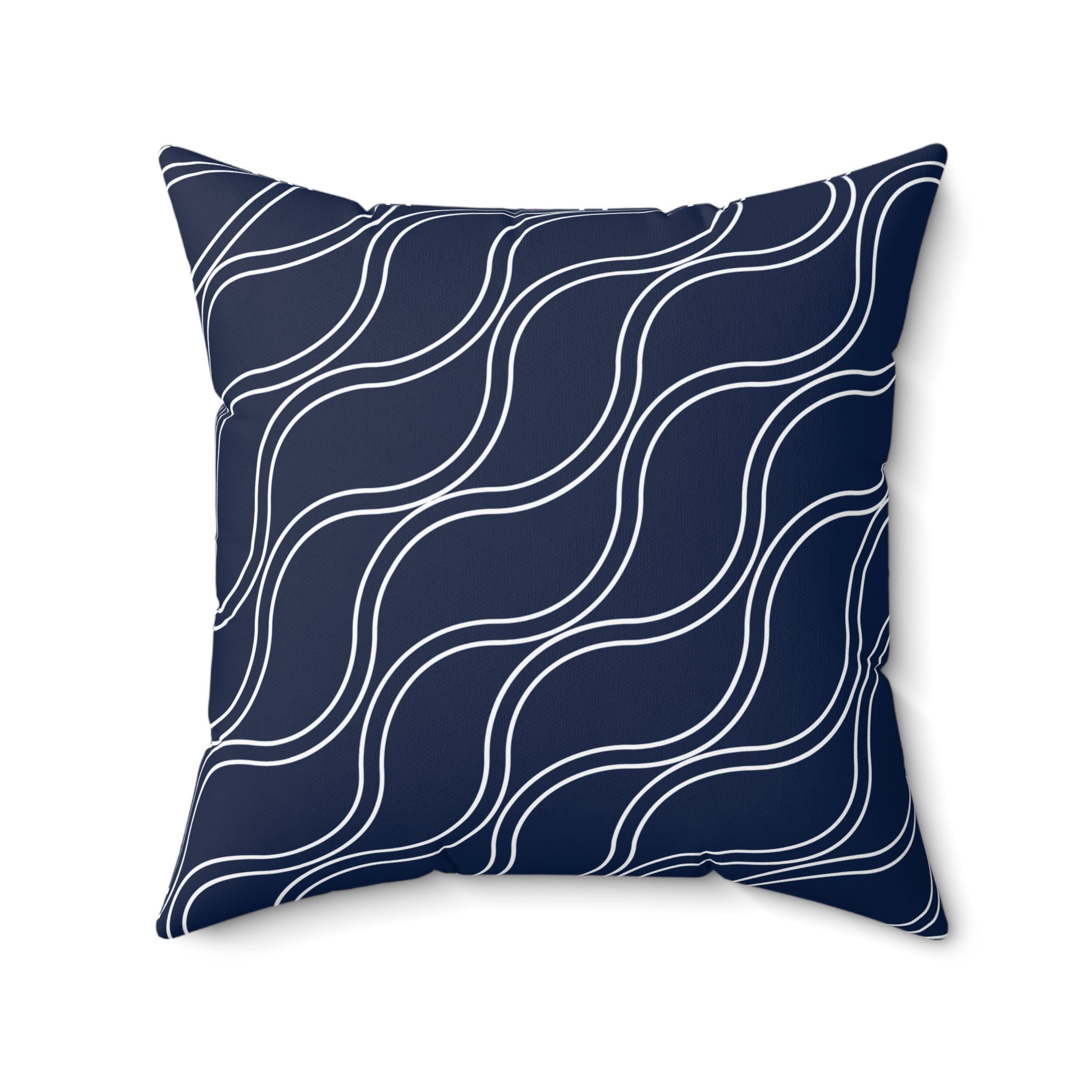 Navy Blue Coastal Wave Throw Pillow