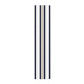Navy and sand striped cotton-poly table runner with a long tailored look for coastal farmhouse dining.