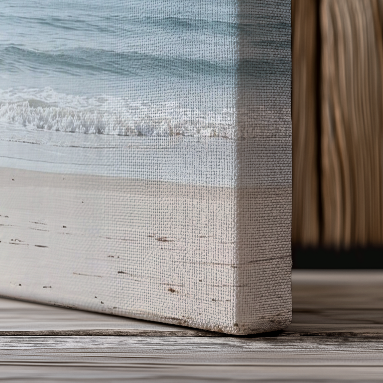 Calm Seascape Beach Waves Satin Canvas