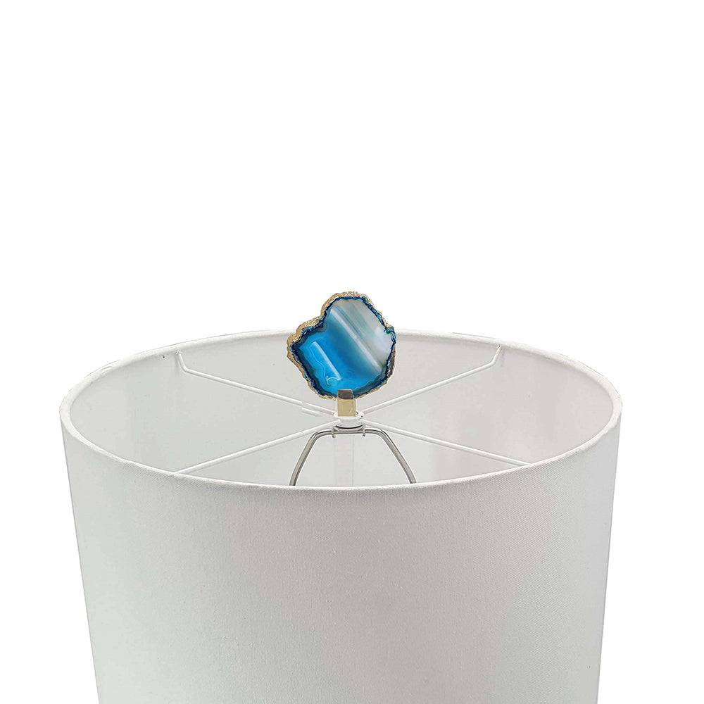 Coastal Blue & White Agate Table Lamp with Marble Base