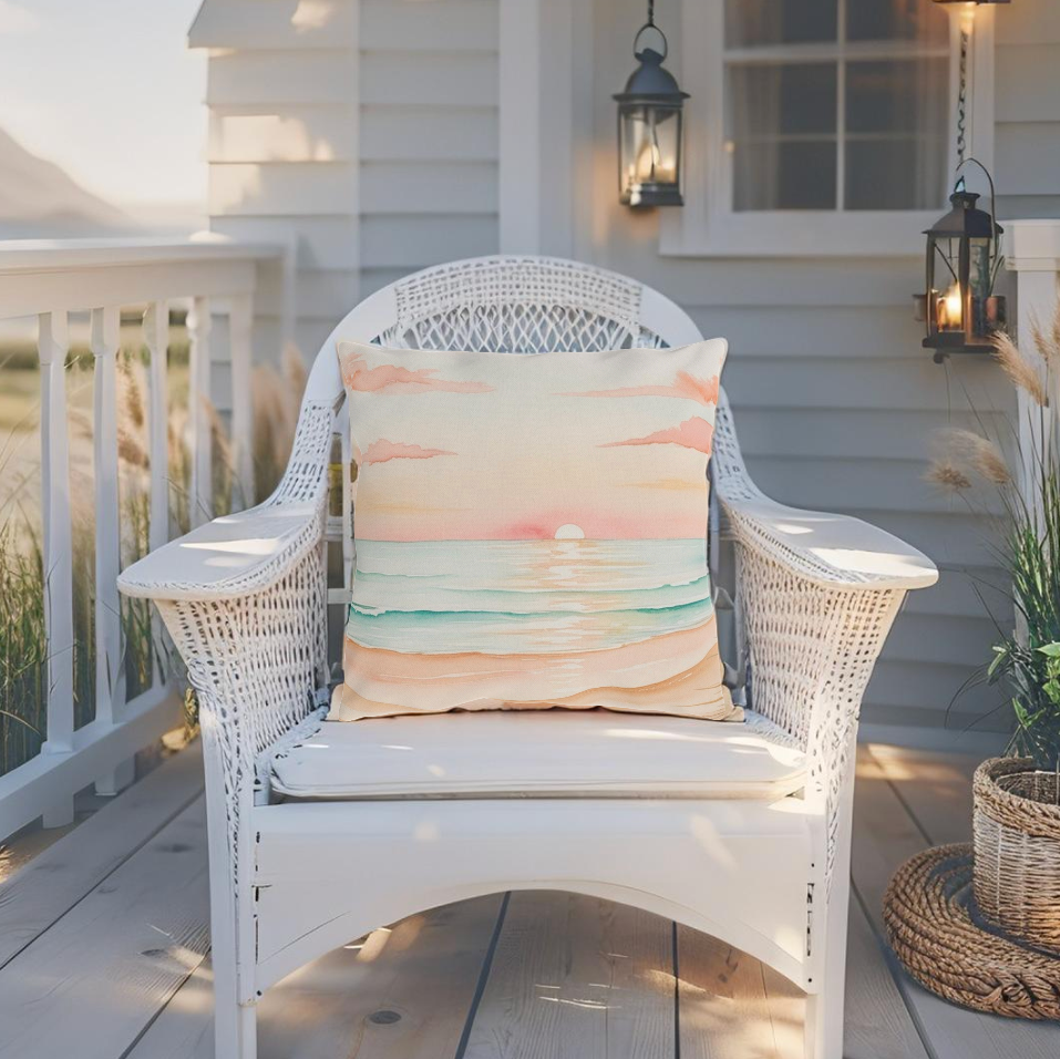Sunset Beach Outdoor Pillow