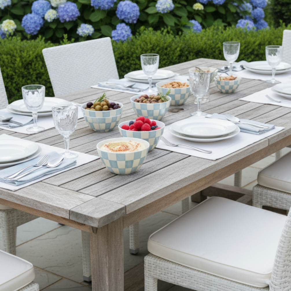 Light Blue Checkered Bowls