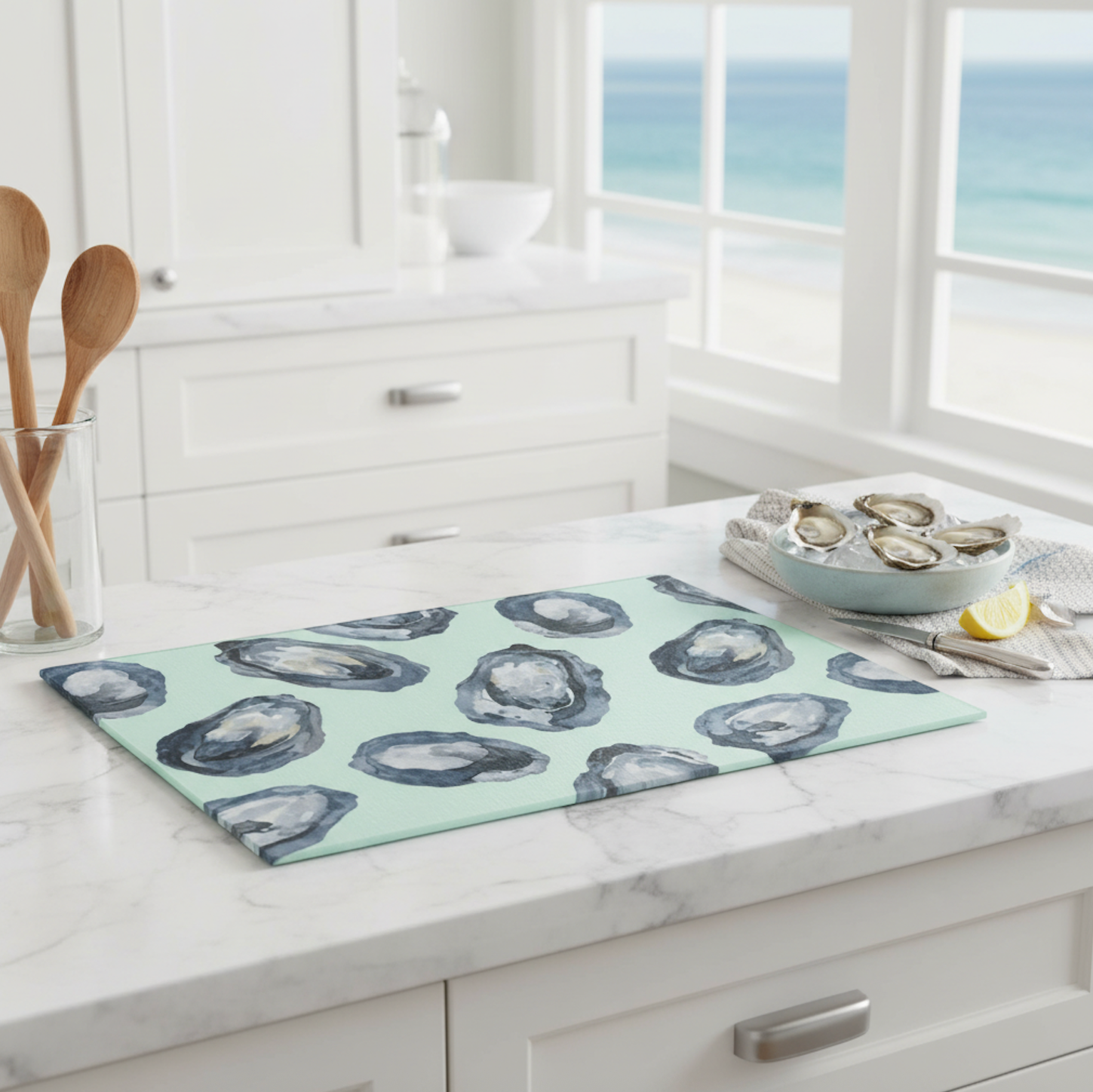 Oyster Pattern Glass Cutting Board