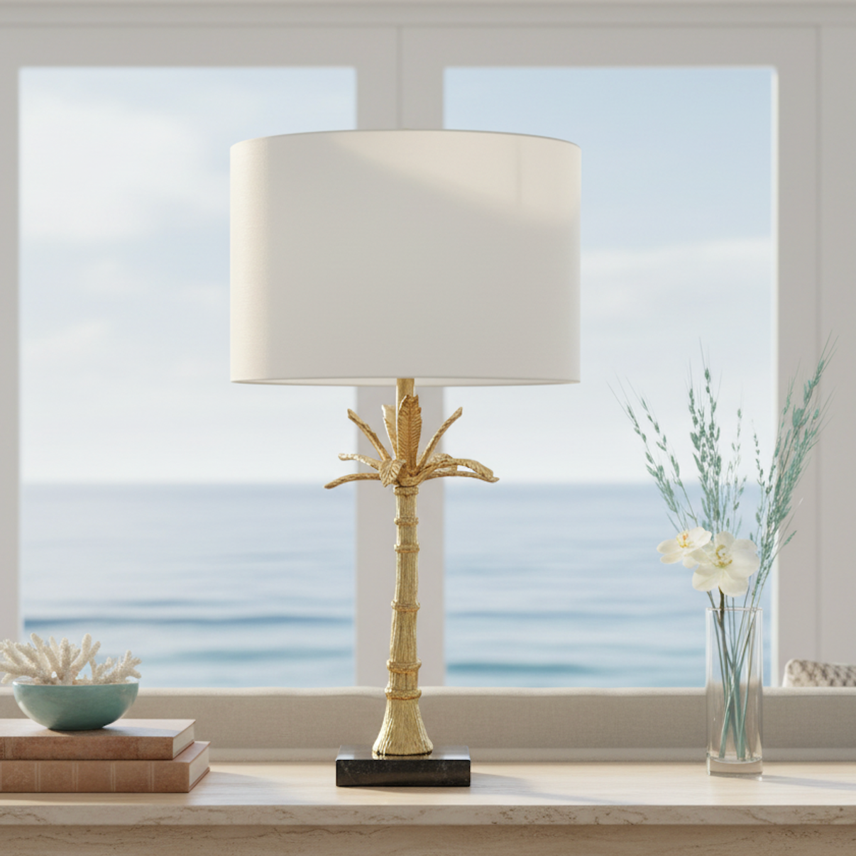 Palm Tree Gold Table Lamp