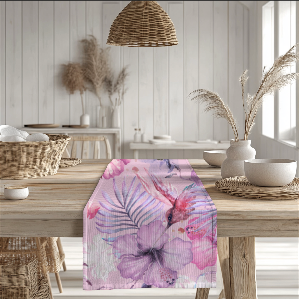 Pink Tropical Floral Table Runner