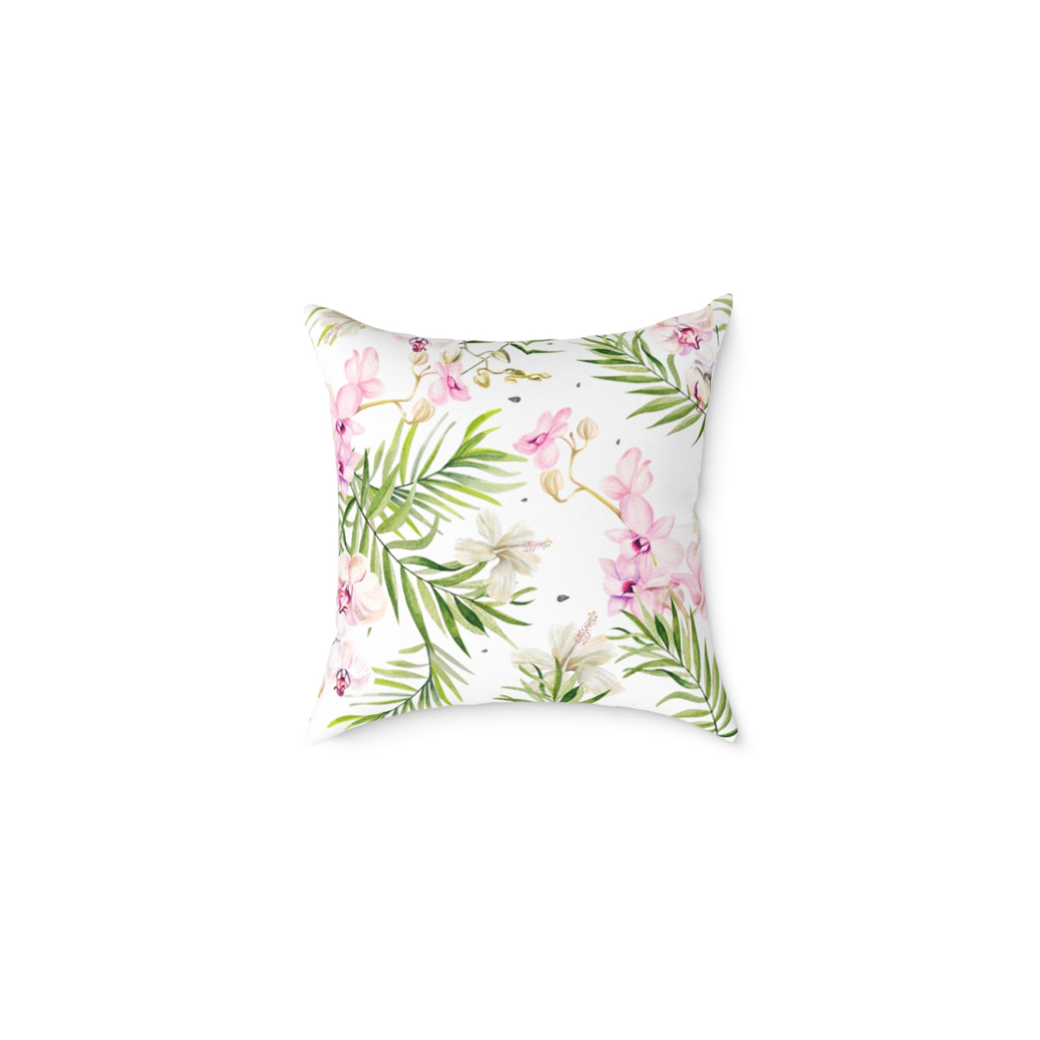Pink & Green Tropical Throw Pillow