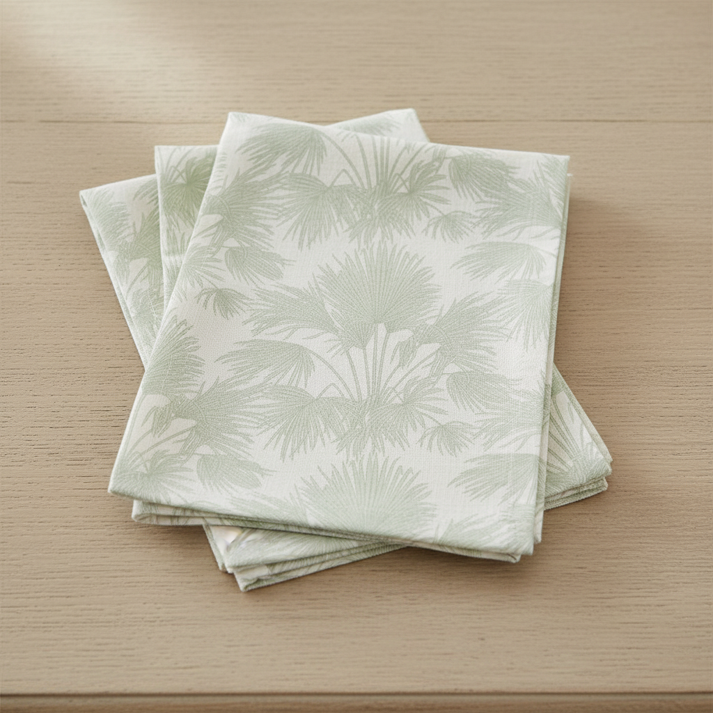 Sage Green Palm Linen Napkin Set of 4