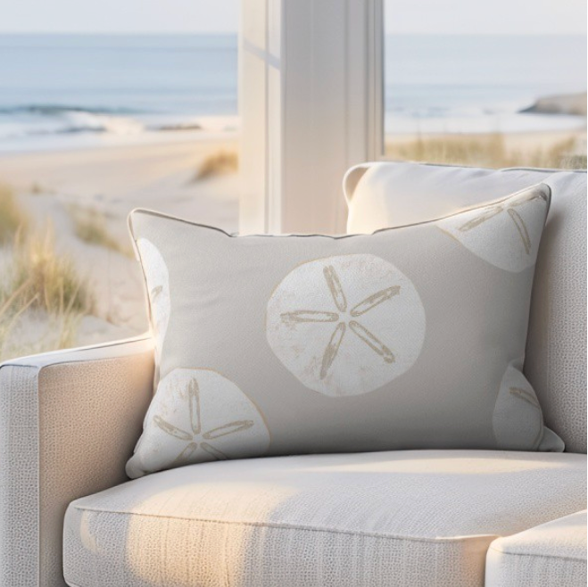 Neutral Sand Dollar Pattern Lumbar Pillow