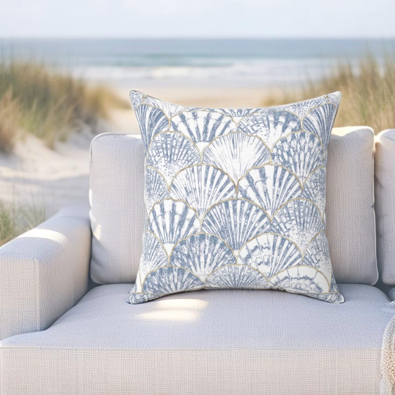 Coastal Seashell Throw Pillow