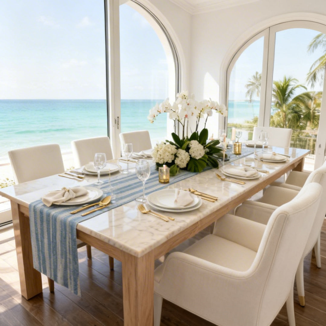 Light Blue Washed Stripe Table Runner