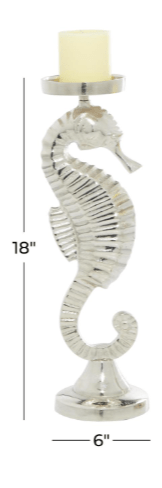 Silver Aluminum Seahorse Candle Holders