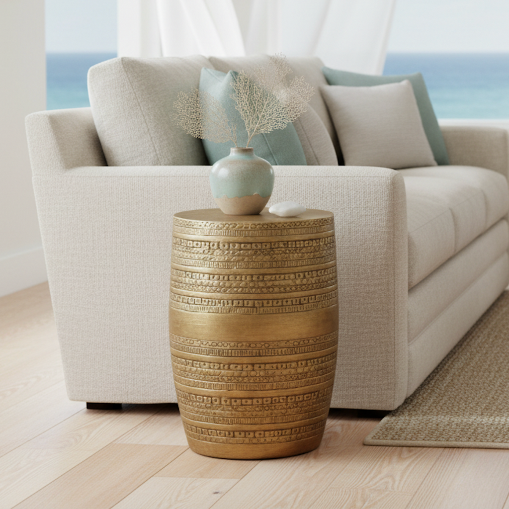 15" Antique Gold Accent Table