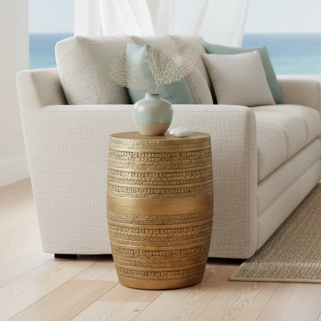 15" Antique Gold Accent Table