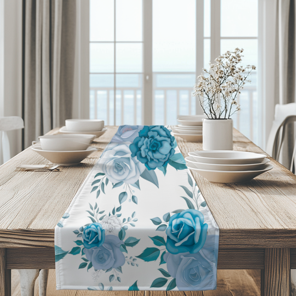 Blue Floral Table Runner