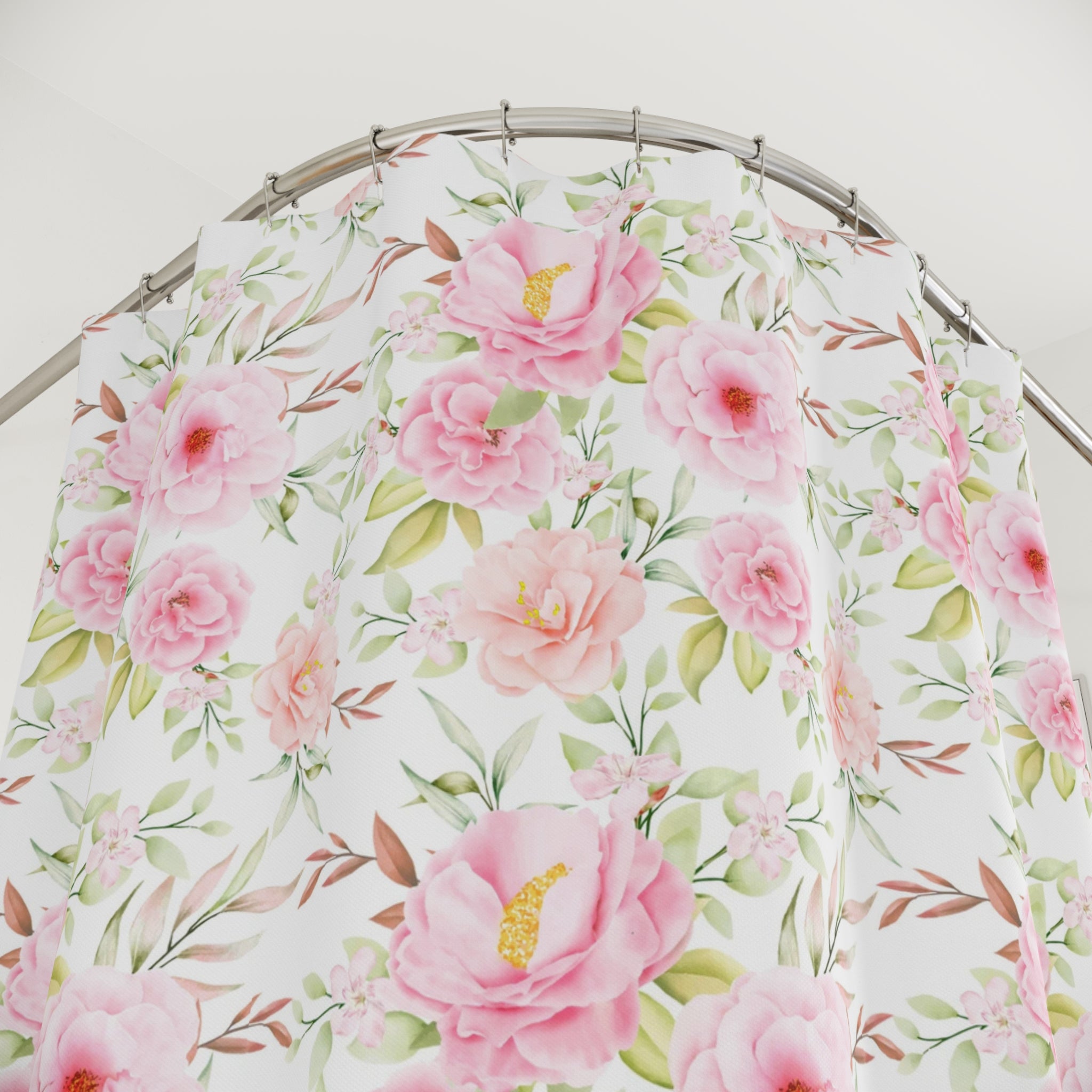 Pink Floral Shower Curtain