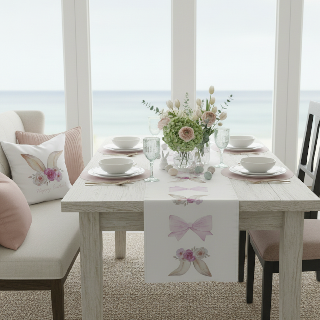 Happy Easter Bunny Throw Pillow