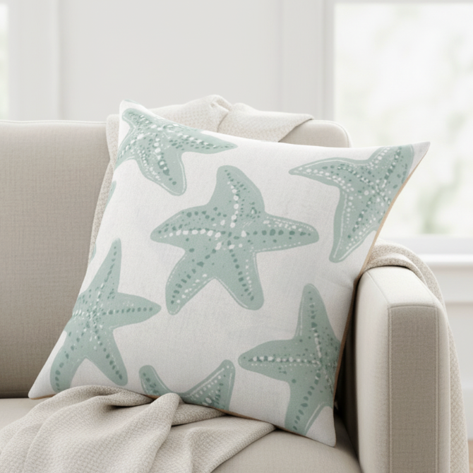 Starfish Coastal Throw Pillow